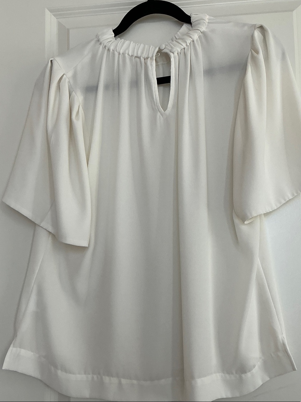 Riley & Rae White Short-Sleeve Ruffle-Neck Blouse - Picture 2 of 3